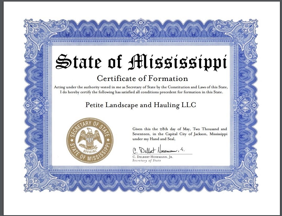 Logo for Petite Landscape and Hauling LLC